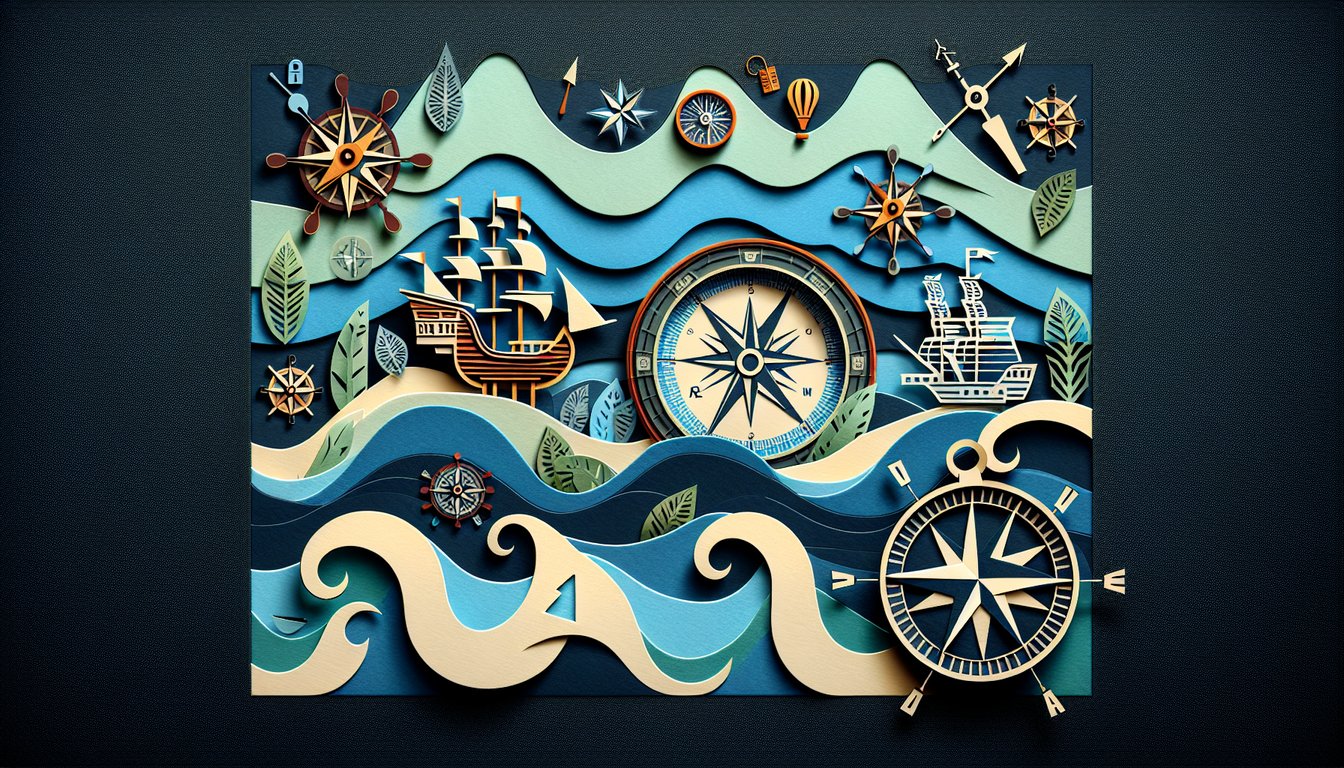 Colorful paper art illustrating a trivia quiz about Early American Exploration
