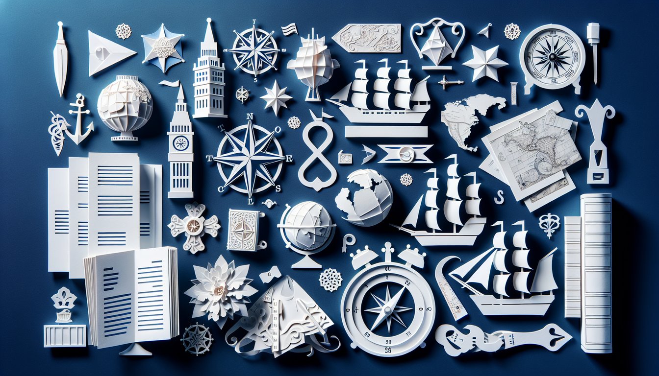 Colorful paper art depicting a trivia quiz on transatlantic history and cultural influences.