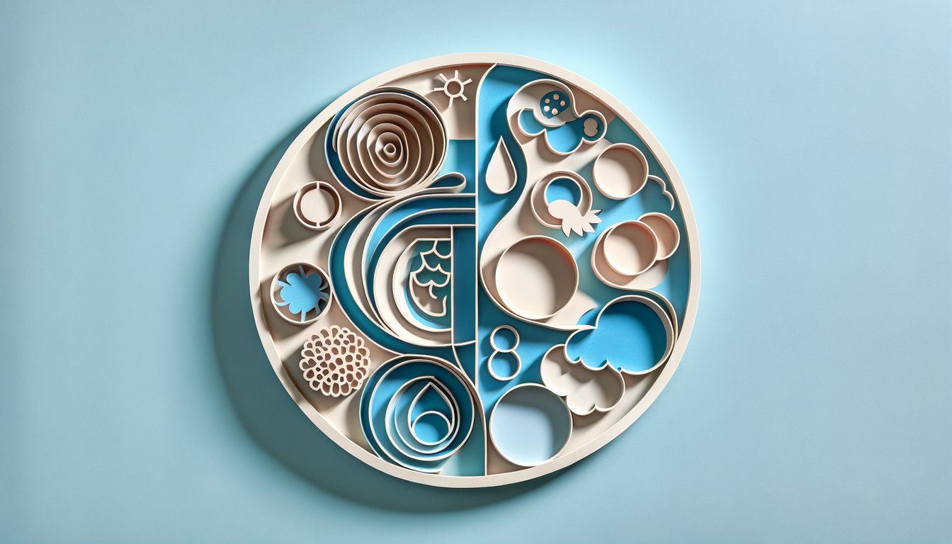 Paper art showing faces puzzle pieces representing antisocial borderline narcissistic traits on sky blue background