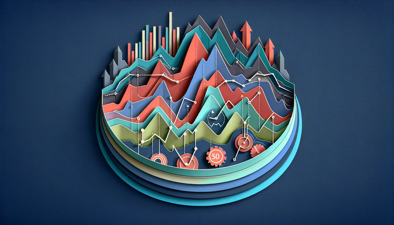 Paper art coins and charts with arrows comparing real and nominal values quiz on dark blue background