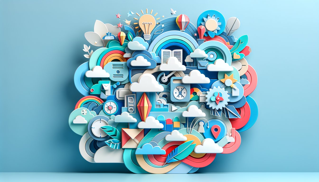 Paper art illustration with magnifying glass rocket and checklist on sky blue background for discovery delivery skills quiz