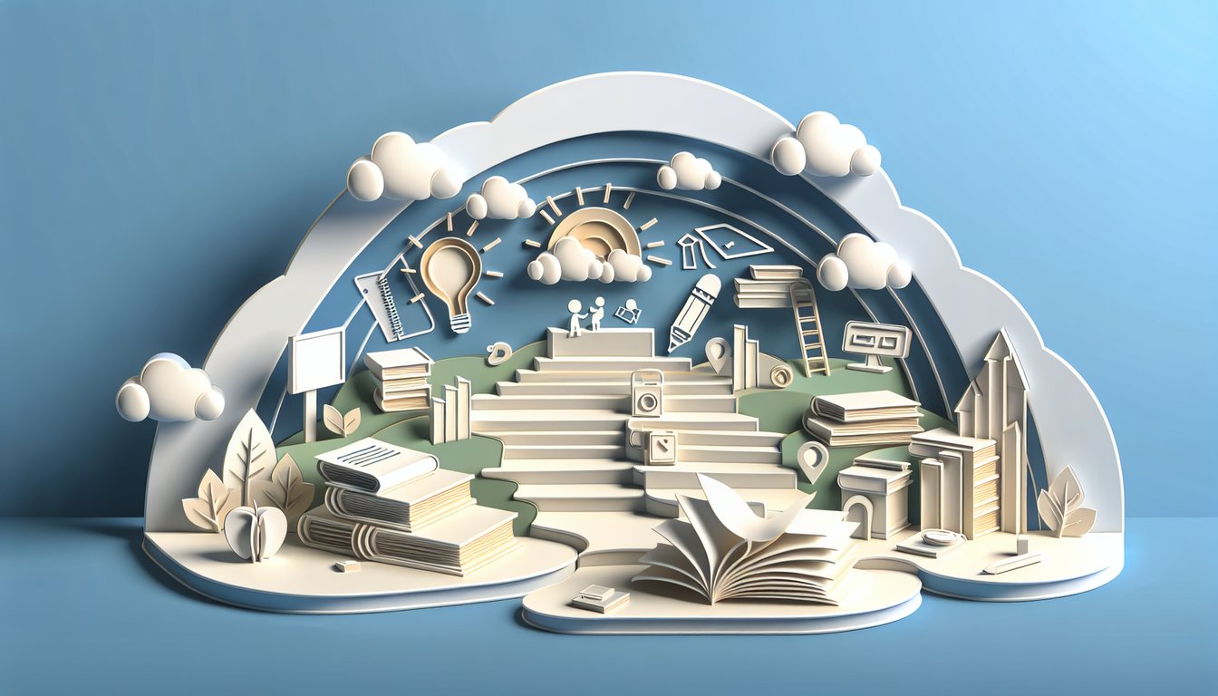 Paper art depiction of quiz on subject modifier placement set against sky blue background.