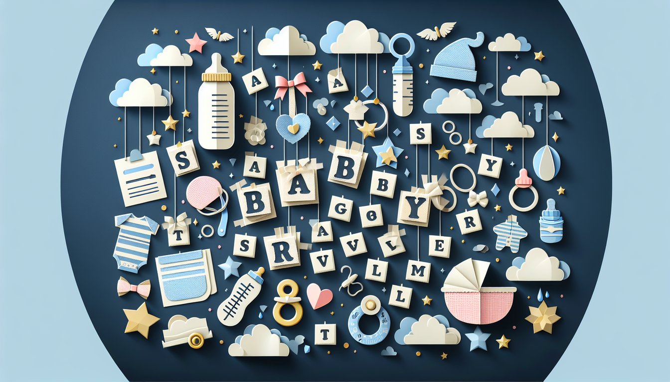Colorful paper art displaying questions for a Baby Shower Word Scramble Game.