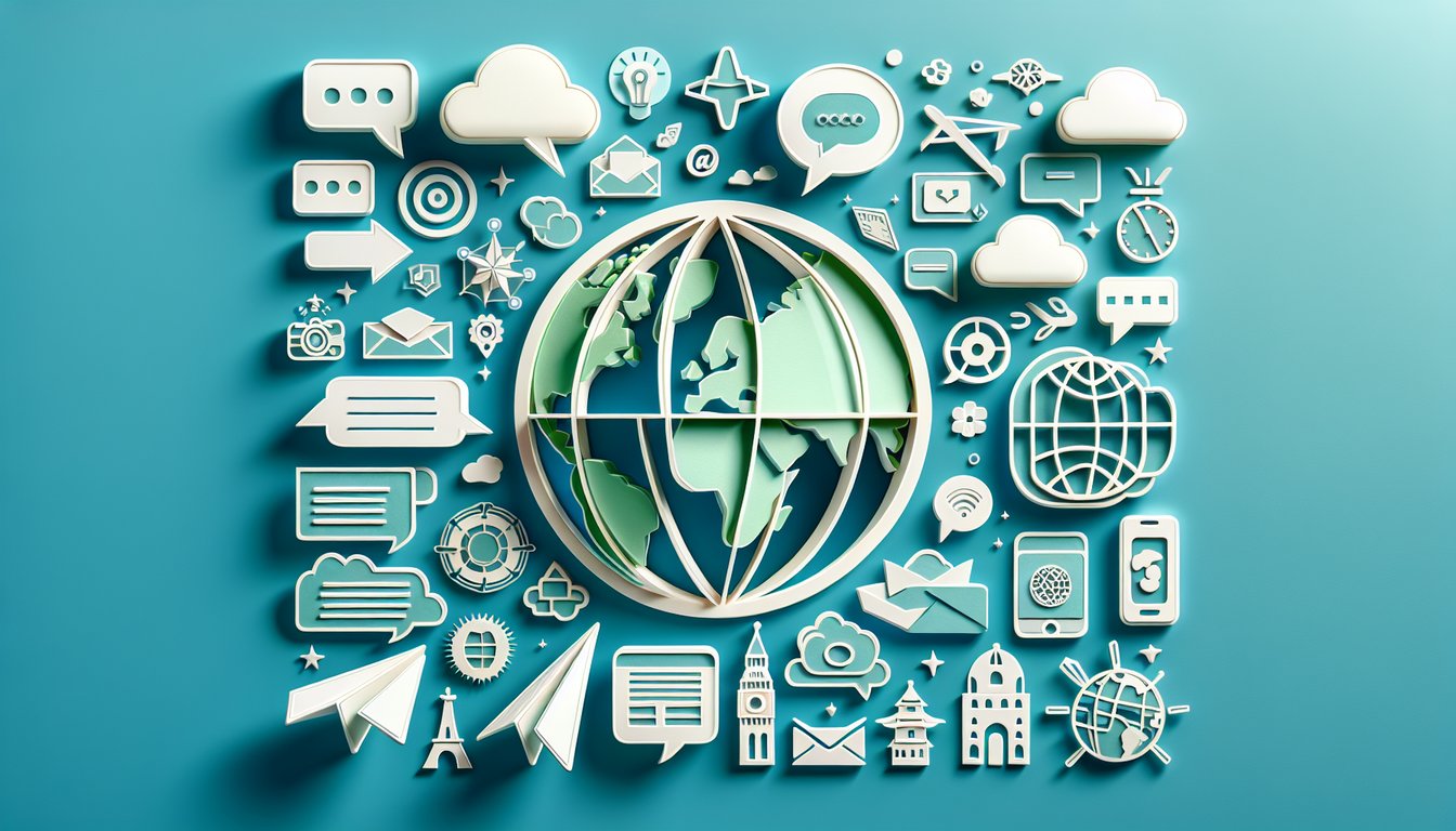 Paper art illustration for language learning quiz on a teal background