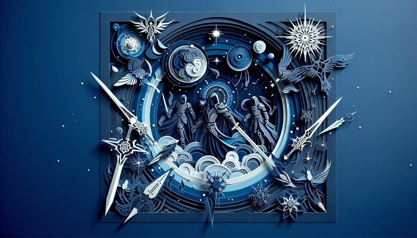 Paper art illustration for Star Wars Sith trivia quiz on a dark blue background