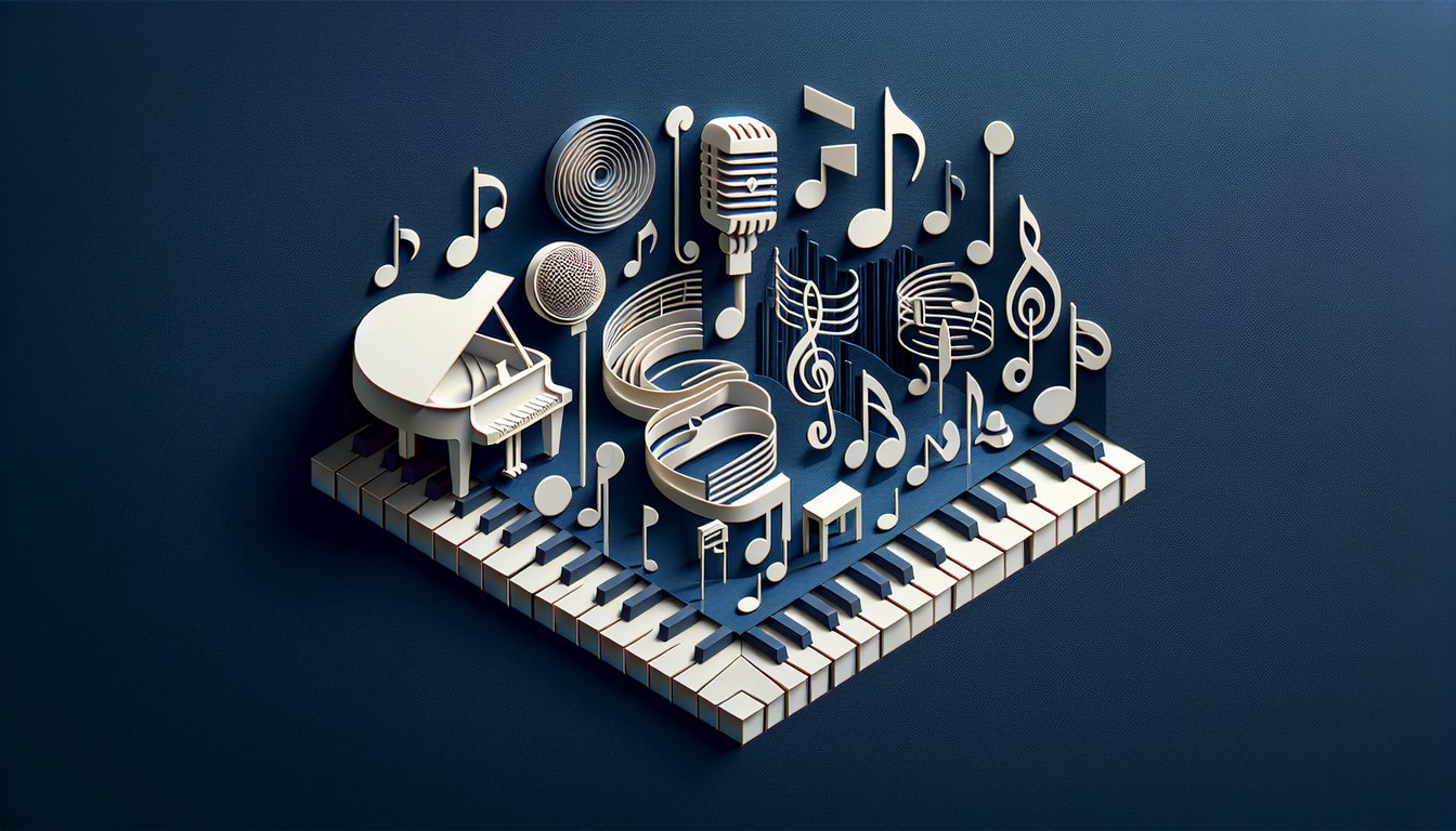 Paper art piano keys vinyl record dark blue background challenge yourself free Billy Joel trivia name that song quiz