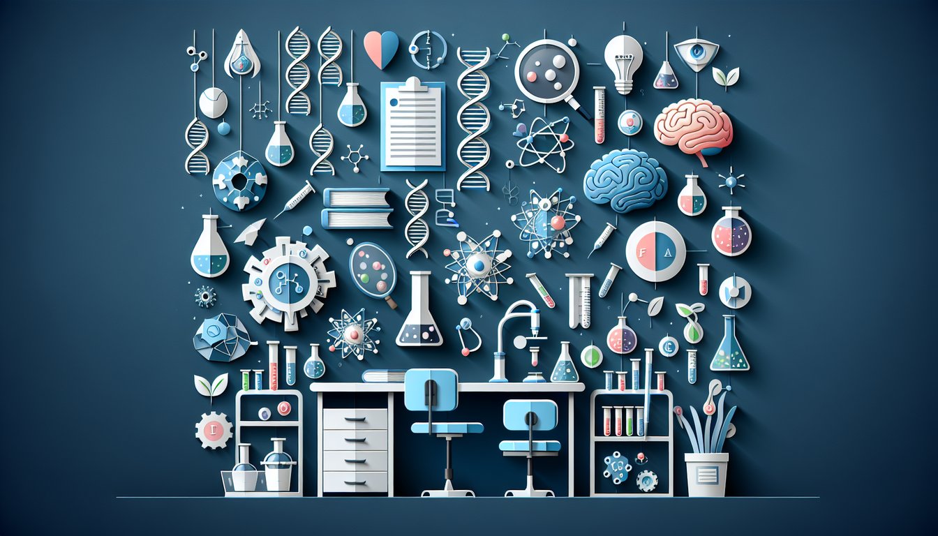 Paper art illustrating Biotech Brain Busters trivia for high school students.