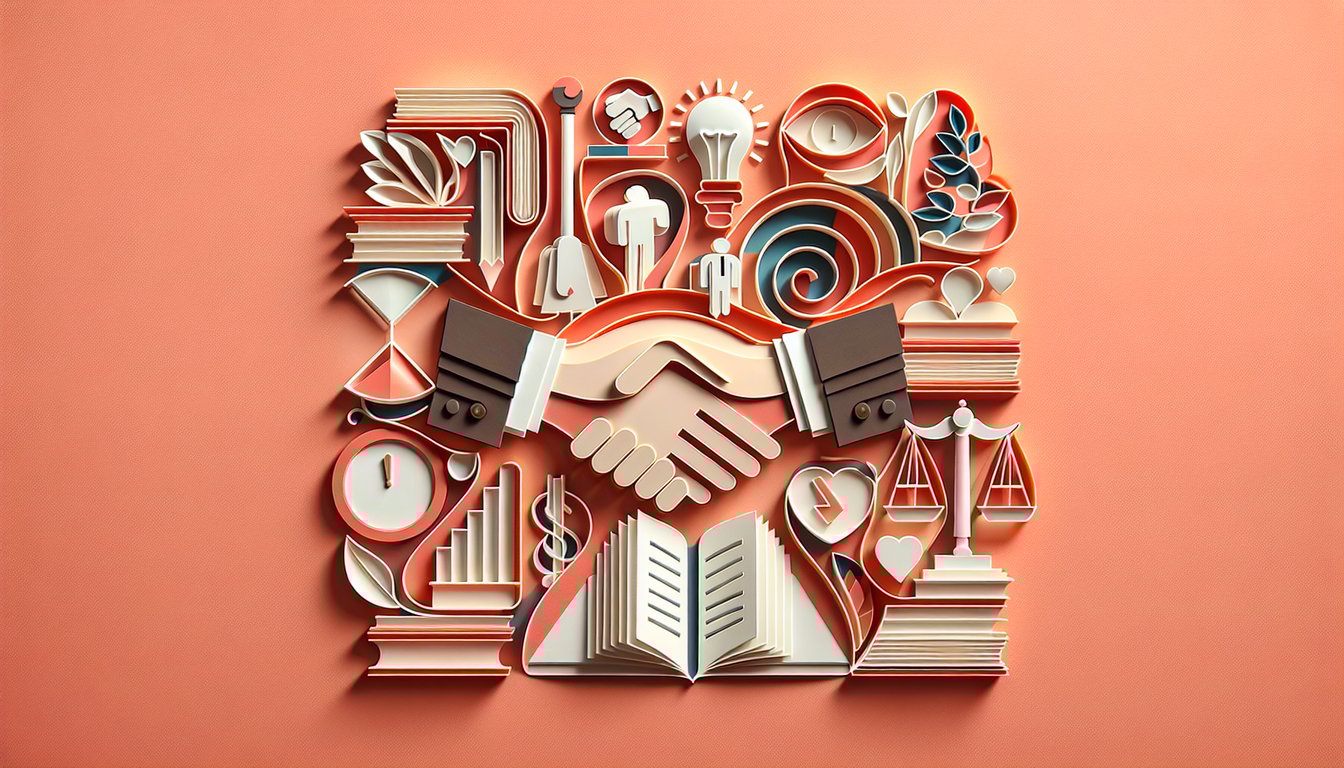 Paper art illustration for relationship quiz on coral background