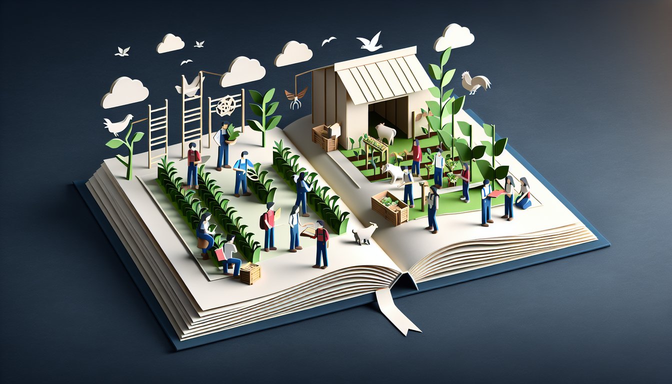 Colorful paper art promoting FFA Mastery Challenge trivia for high school agriculture students.
