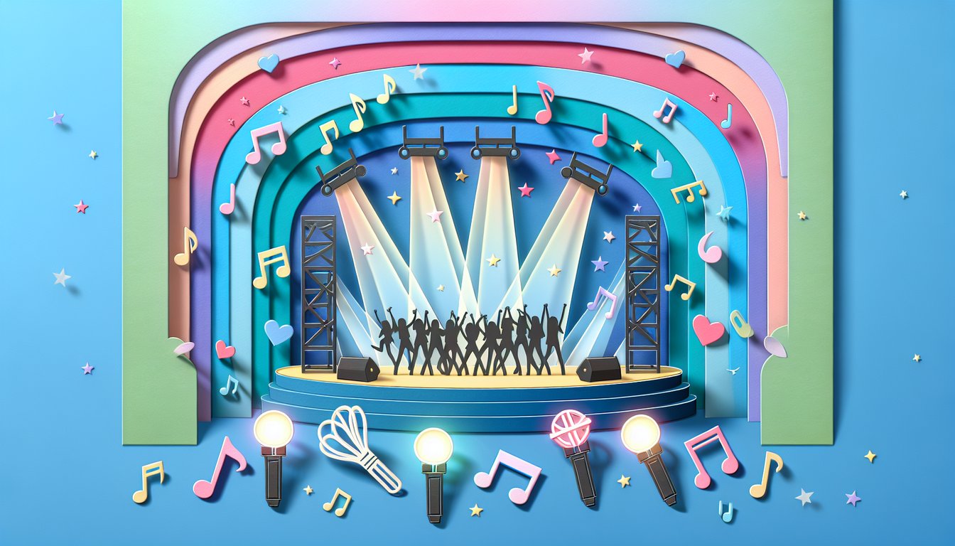 Paper art illustration for BTS member match quiz on a sky blue background