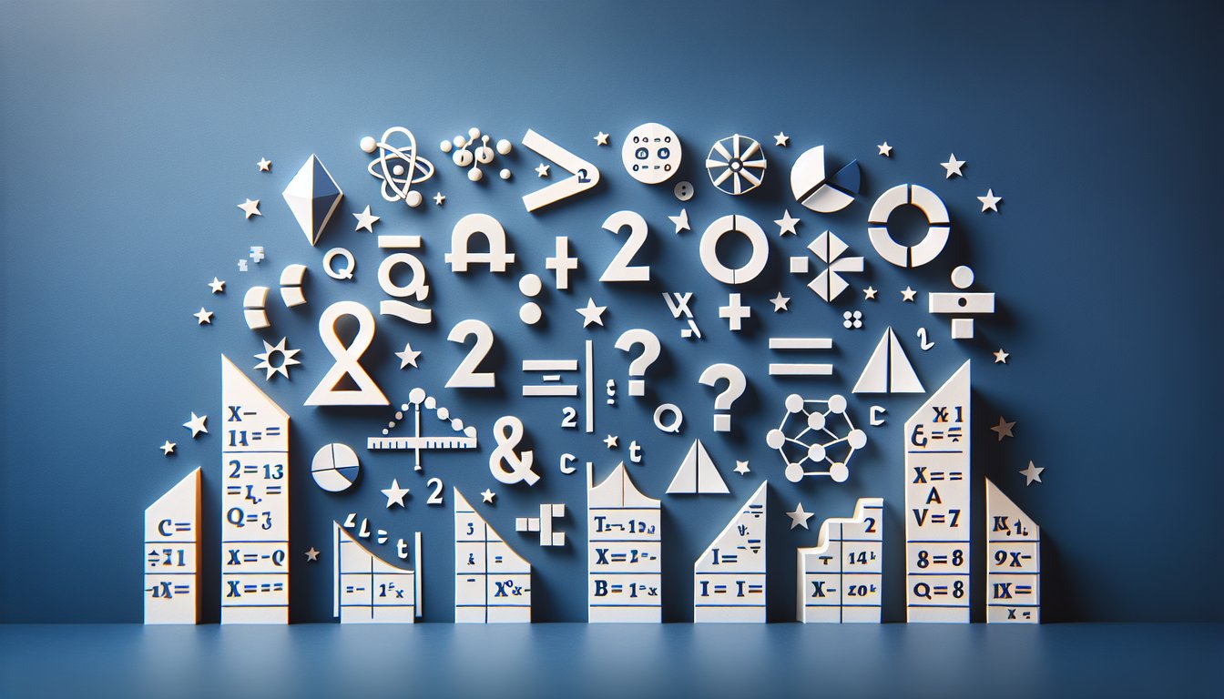 Paper art representing a trivia quiz on equations and inequalities for high school students.