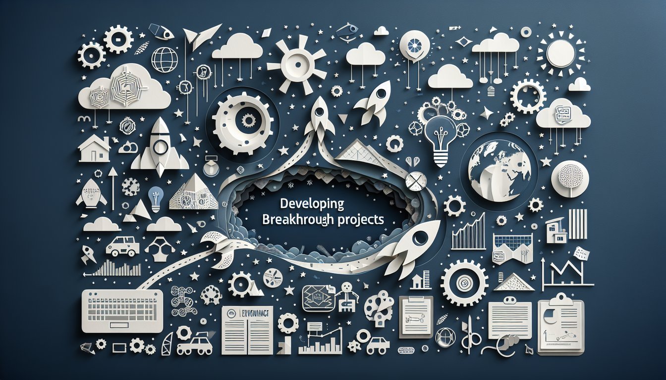 3D voxel art illustrating the concept of Developing Breakthrough Projects course.