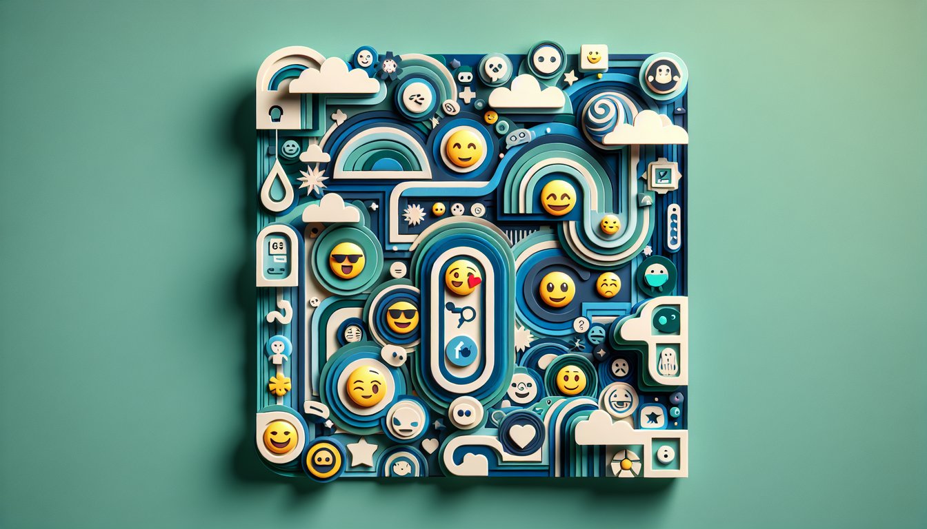 Paper art illustration for What Emoji Am I quiz revealing emoji personality on teal background