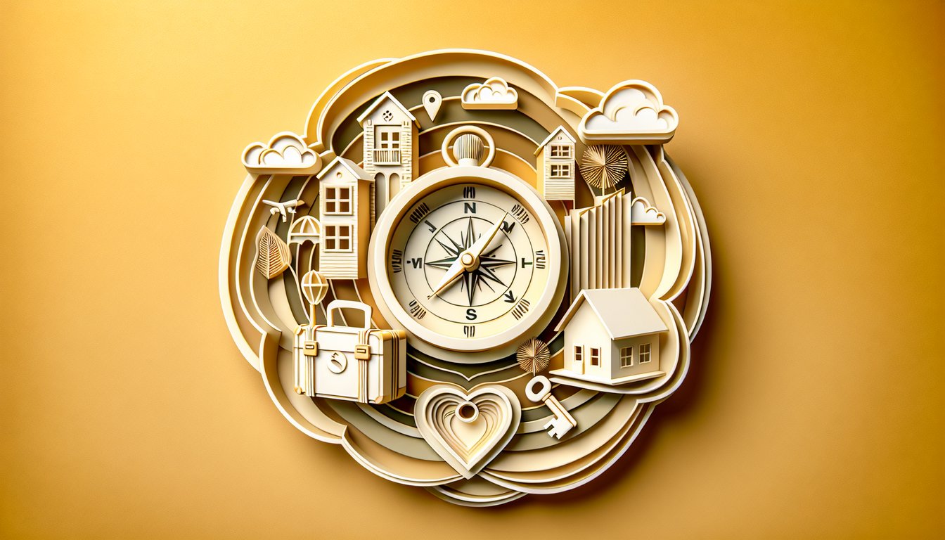 Paper art illustration for quiz on deciding to run away from home on a golden yellow background