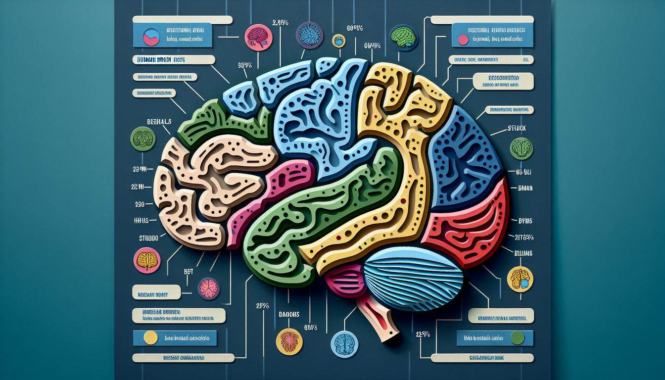 Paper art depicting a trivia quiz about brain mapping for high school biology students.