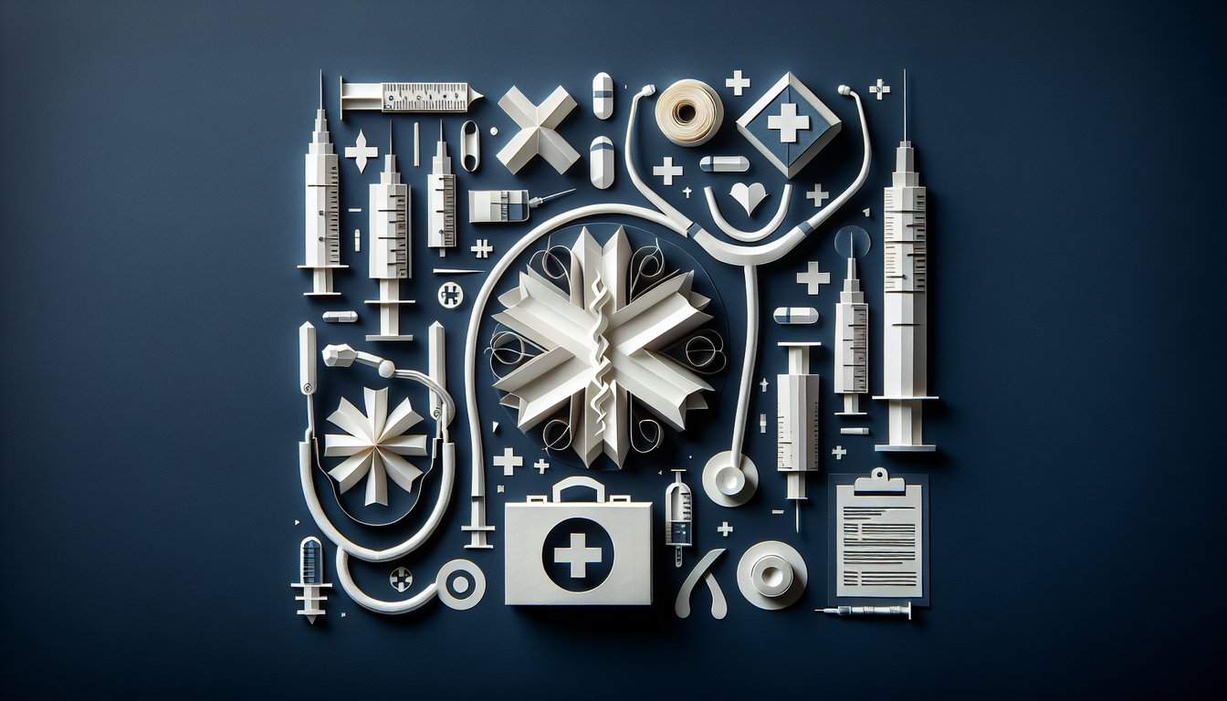3D voxel art depicting Emergency Medicine course, showcasing medical equipment and emergency room.