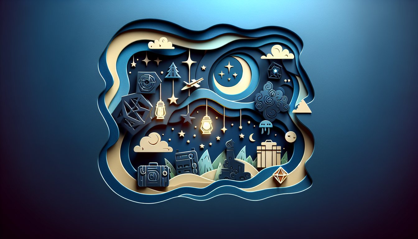 Paper art illustration for Winx Club quiz on discovering your perfect specialist match on dark blue background.