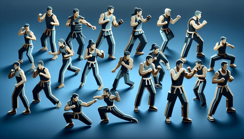 Paper art illustration featuring Madness Combat style fighters and quiz title on dark blue background
