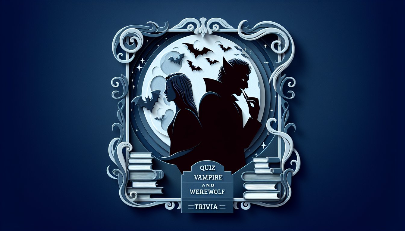 Paper art illustration for Twilight saga quiz on a dark blue background