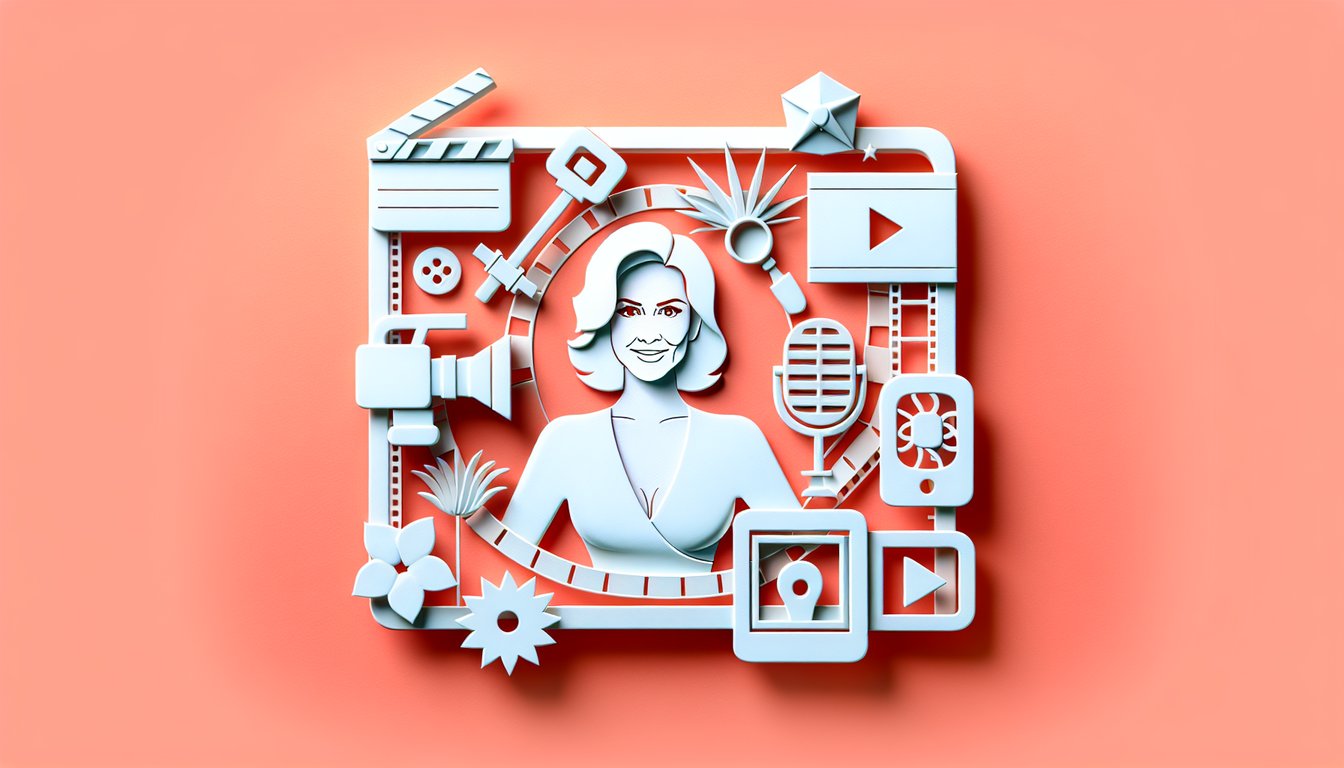 Paper art graphic featuring Kelly Ripa portrait on coral background and text about her career personal life fun facts