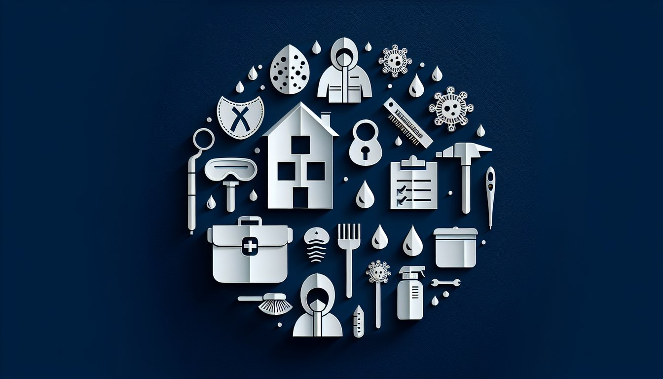 Colorful paper art depicting questions and answers for Mold Remediation Certification Quiz