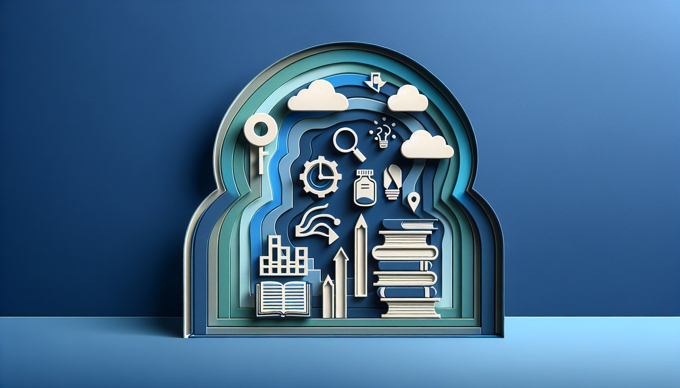 Paper art illustration for CLEP psychology practice test on dark blue background