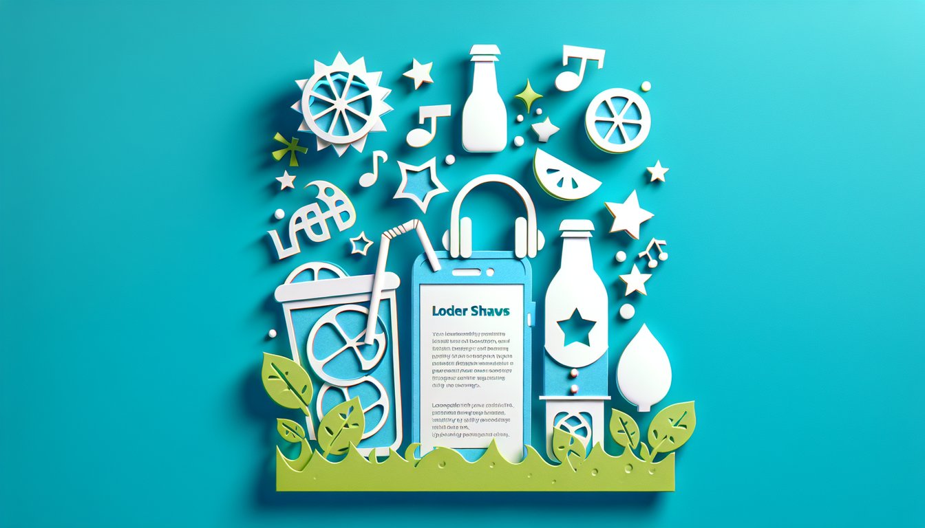 Paper art on teal background with guitars microphones and music notes for Lemonade Mouth personality quiz