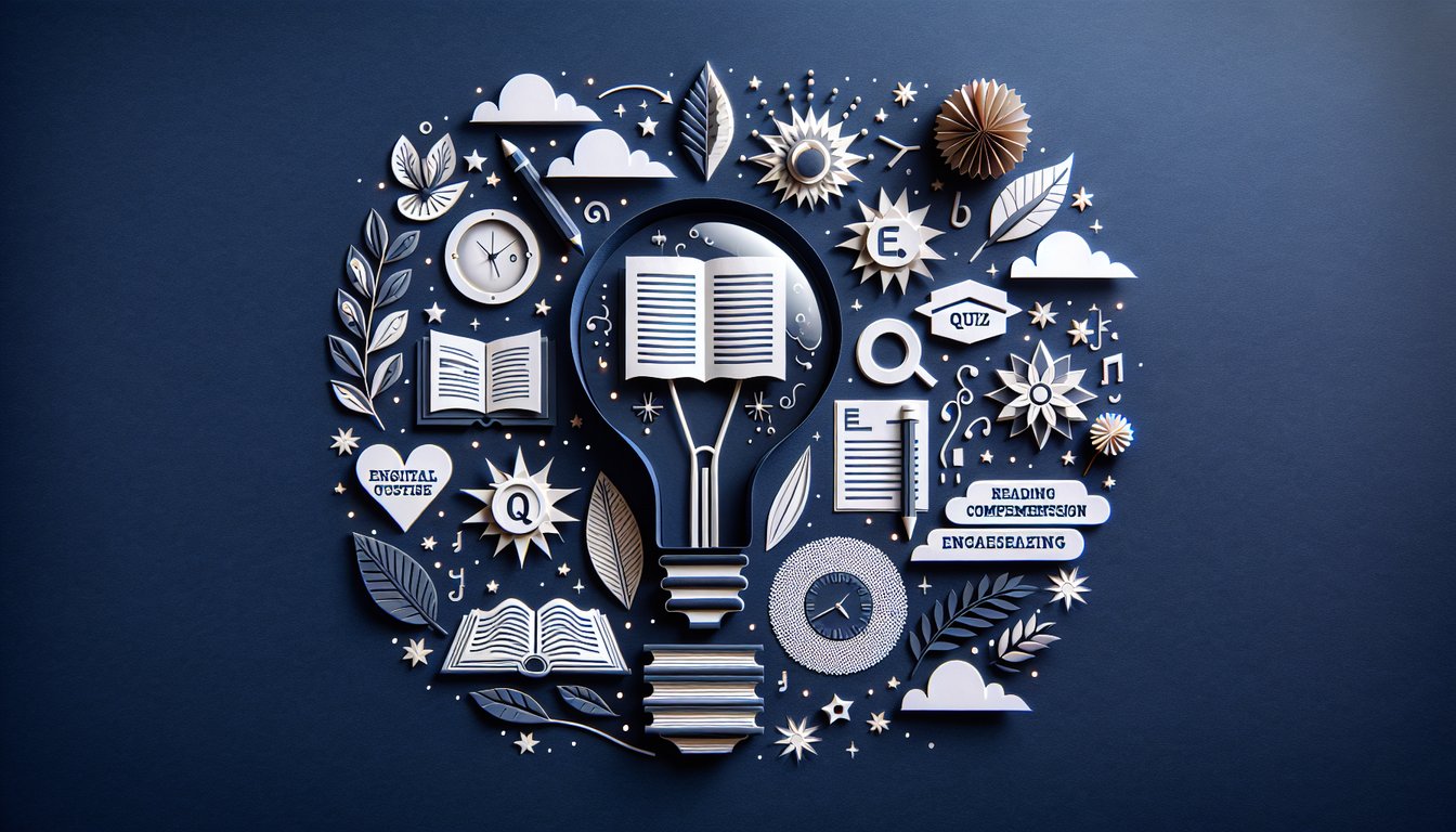Paper art depicting a trivia quiz for The Commonlit Lottery Challenge for high school students.
